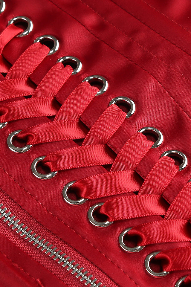 Beaded Applique Lace Up Midi Dress