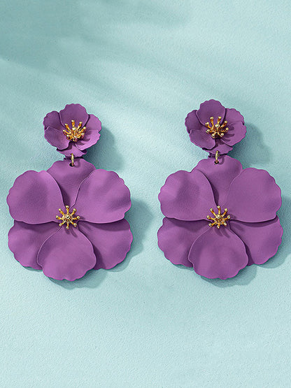Flower Shape Drop Earrings Earrings Accessories PURPLE One_size