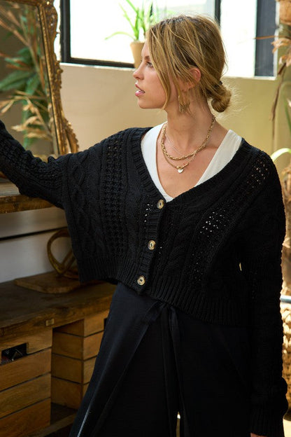 Cable Knit Crop Cardigan