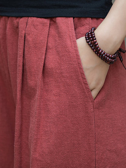 Elastische, einfarbige Hose mit weitem Bein 