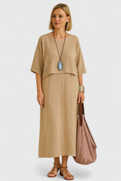 Lea | Women's Two-Piece Set Maxi Dress & Short Sleeve Top