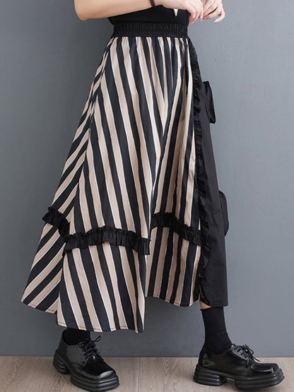 Jupes taille haute élastiques amples à fleurs et à fentes 