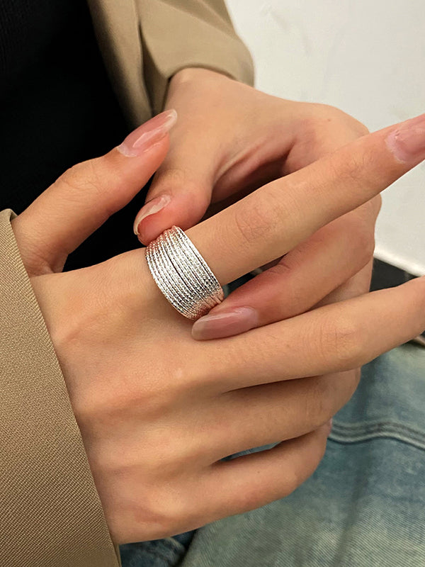 Bagues creuses réglables à paillettes de couleur unie, accessoires 