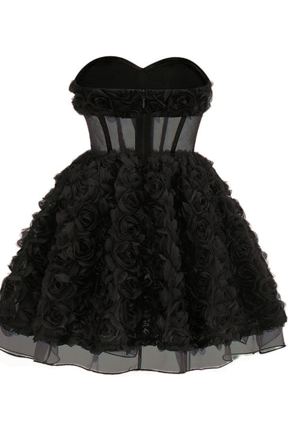 Strapless Corset Floral A Line Dress