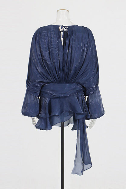 Beryl Pleated Ruffle Hem Mini Dress