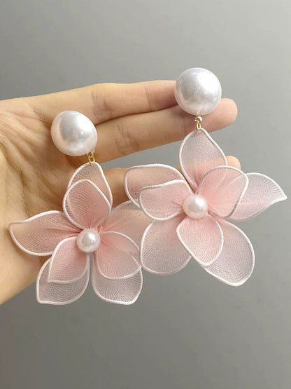 Flower Shape Gauze Earrings Accessories