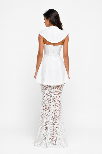 RILA Convertible White Dress Set | 2-in-1 Top & Lace Skirt Outfit