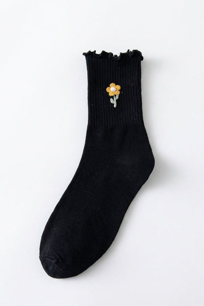 3-Pack Blush Pearl Rose Ruffle Crew Socks