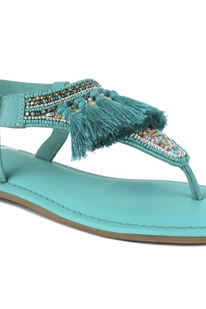 Risha Genuine Leather Tassel Sandals