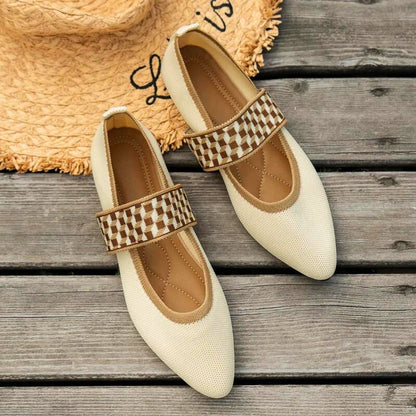 Pippa | Women's Mary Jane Flats Pointed Toe Knit Ballet Shoes