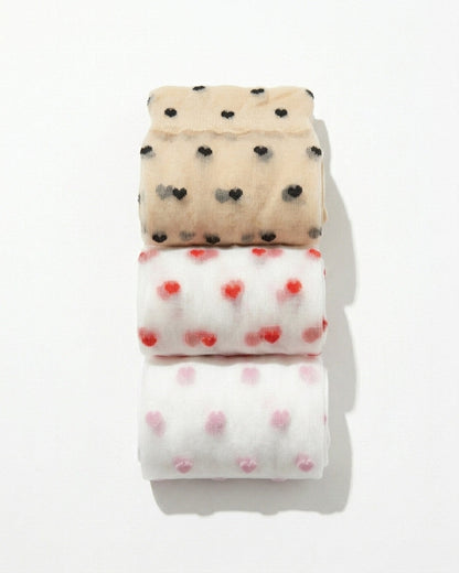 3-Pack Blushing Hearts Sheer Socks