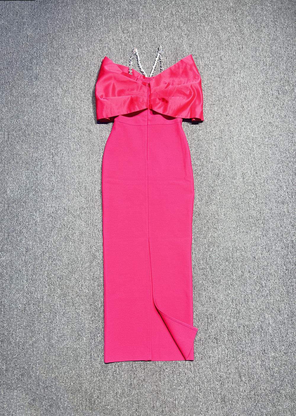 MARY Strapless Crystals Bow Maxi Dress