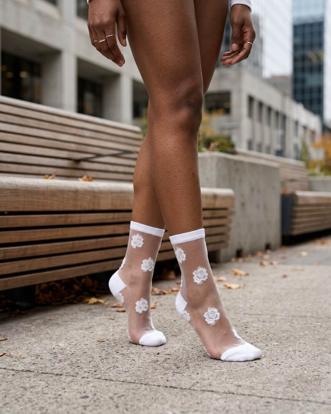 2-Pack Rosette Mesh Crew Sock