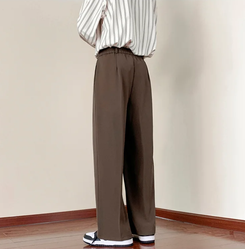 Men Plain Wide Leg Dress Pants | Business Casual Pants | Slim-Fit Trousers
