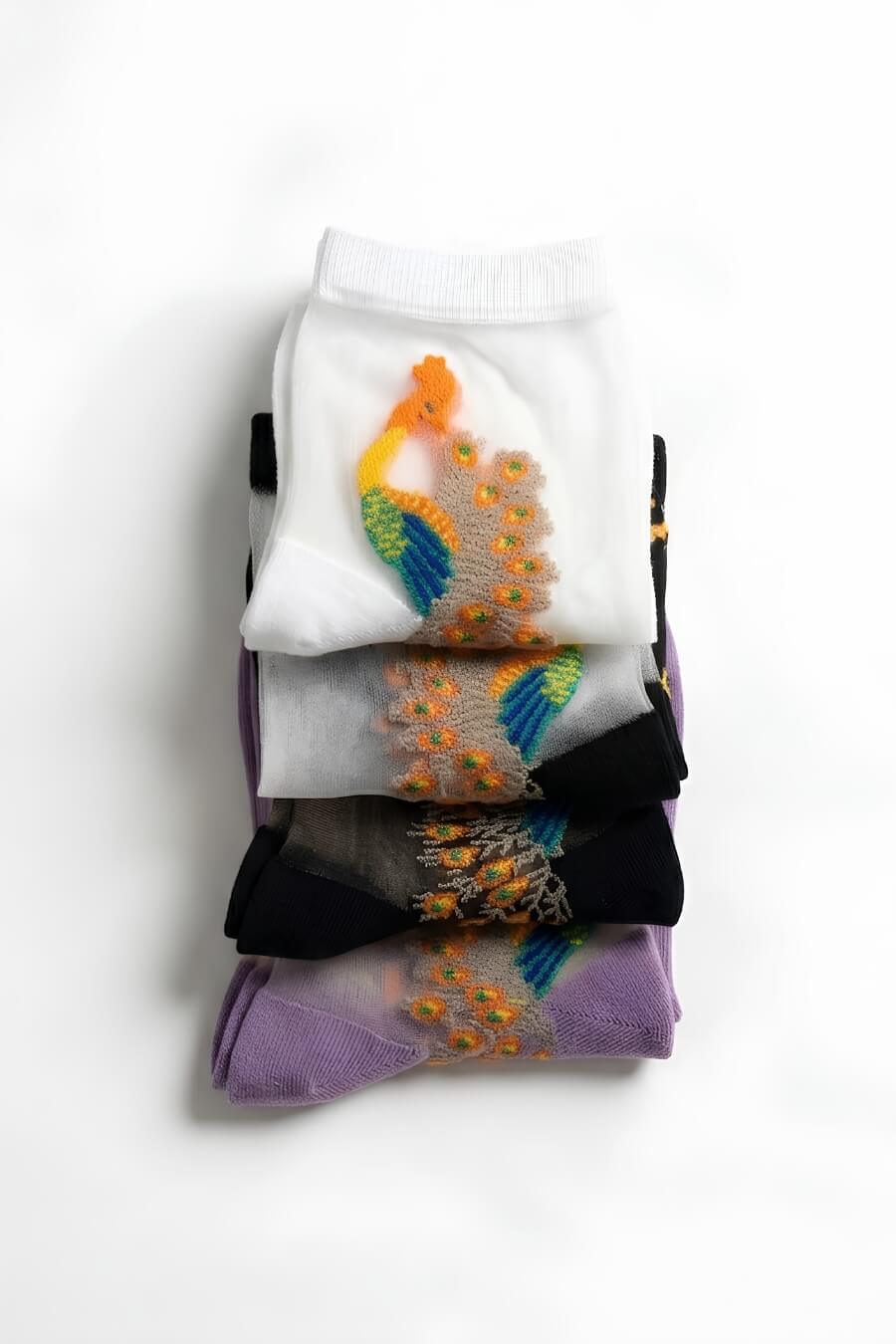 4-Pack Peacock Sheer Mesh Socks
