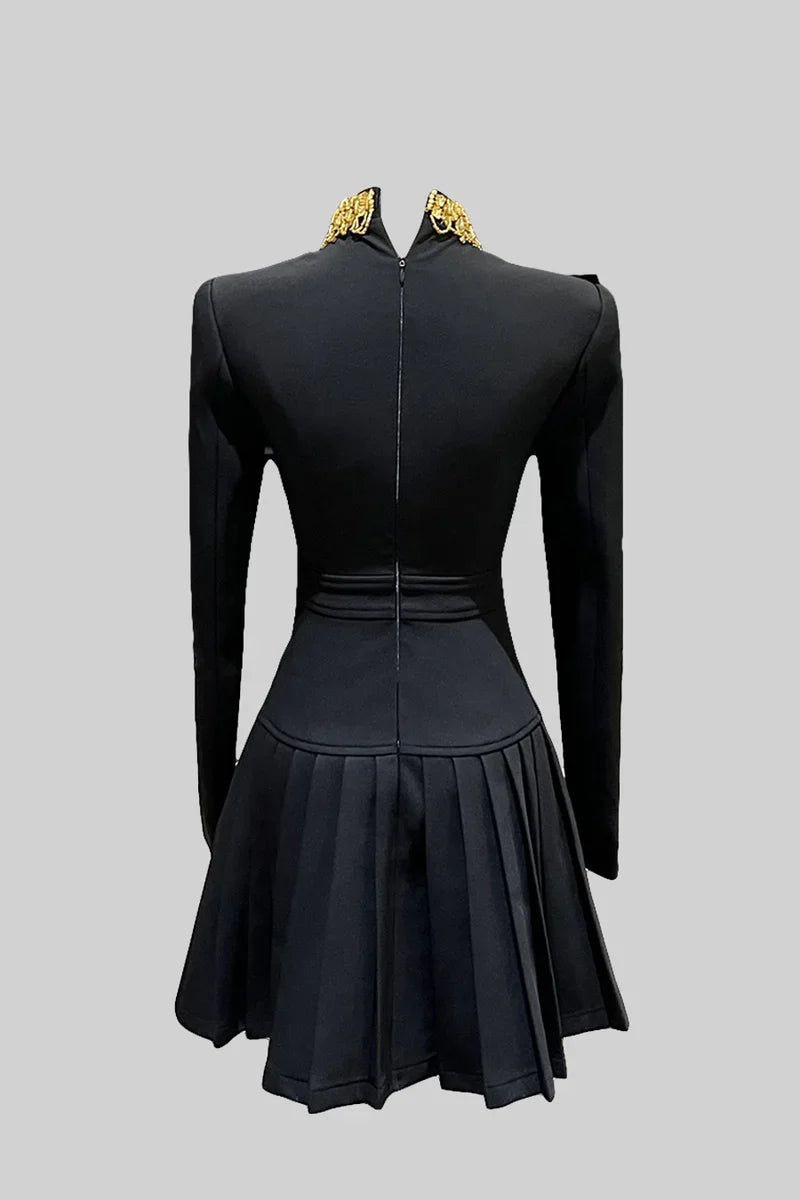 LARETHIE BUTTONED BOW BODYCON DRESS