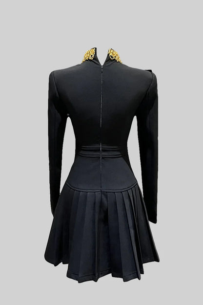 LARETHIE BUTTONED BOW BODYCON DRESS