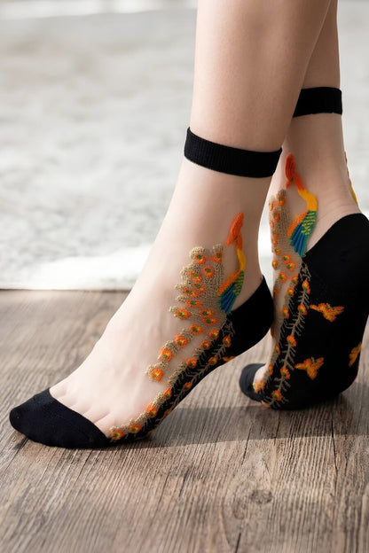 Peacock Sheer Mesh Socks