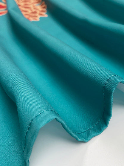 Robe longue trapèze ample à imprimé floral, plissée, fendue et épaules dénudées 