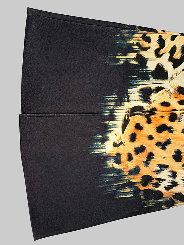 Long Sleeves Loose Leopard Split-Joint Lapel Woolen Coat