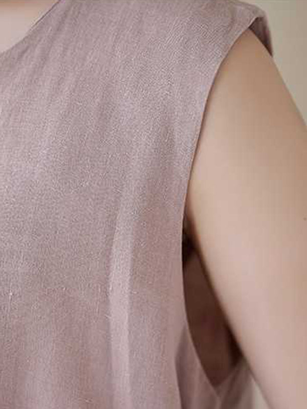 A-Linie Lockere einfarbige Midikleider mit Rundhalsausschnitt 