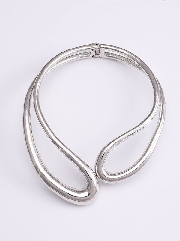 Geometric Hollow Solid Color Necklaces Accessories SILVER One_size
