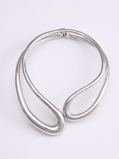 Geometric Hollow Solid Color Necklaces Accessories SILVER One_size
