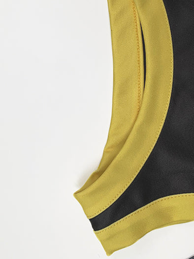 A-Line High Waisted Contrast Color Hollow Round-Neck Maxi Dresses