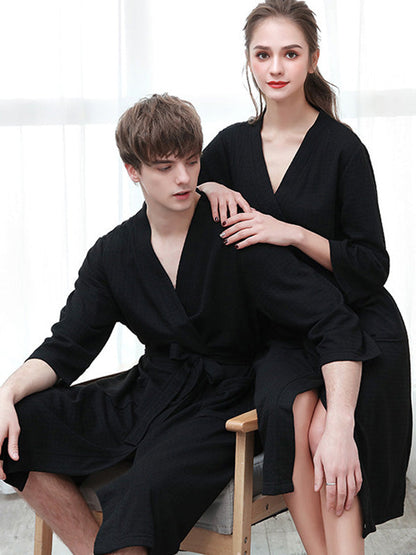 Comfortable Solid Bandage Thin Pajama Robe