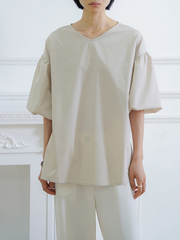 Halbarm Lose Einfarbig V-Ausschnitt Blusen &amp; Hemden Tops 