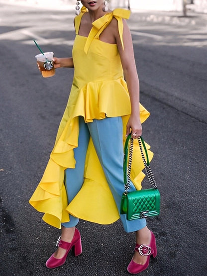 High-Low-Unregelmäßigkeit, gebundene Tube-Blusen und -Shirts 