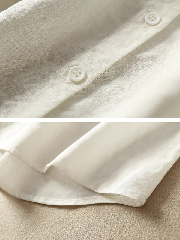 Künstlerische Retro-Blusen und Hemden mit kurzen Ärmeln, locker, plissiert, einfarbig 