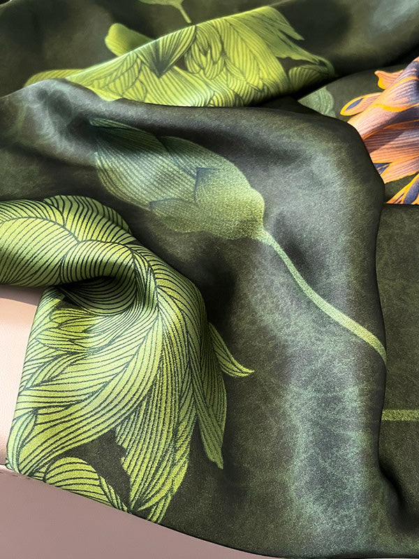 Flower Print See-Through Shawl&Scarf