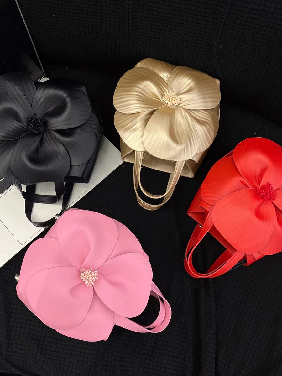 Solid Color Flower Shape Satchels Handbags