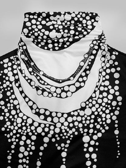 Long Sleeves Skinny Printed High-Neck T-Shirts Tops