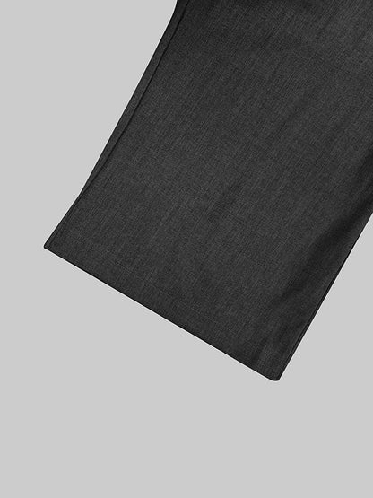 Pantalon de costume taille haute ample asymétrique de couleur unie à fentes 
