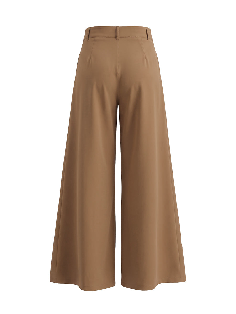 Solid Color Pleated Wide Pants Wide Leg Pants