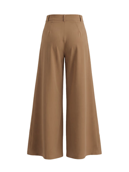 Solid Color Pleated Wide Pants Wide Leg Pants