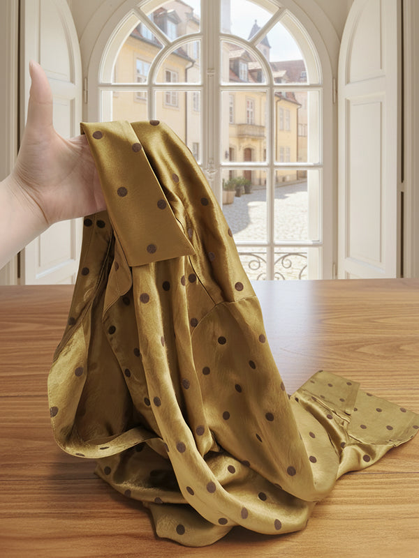 Irregularity Long Sleeves Polka-Dot Twist Lapel Collar Blouses&Shirts Tops