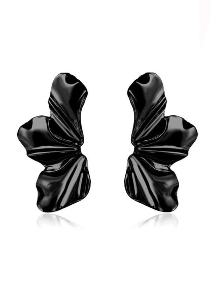 Flower Shape Solid Color Earrings Accessories BLACK One_size