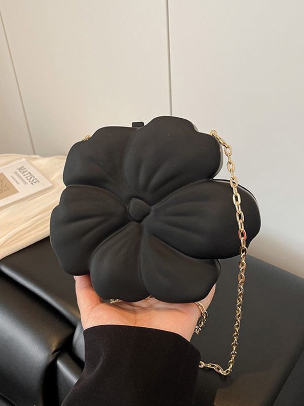 Sacs à bandoulière brillants en forme de fleur avec chaînes 