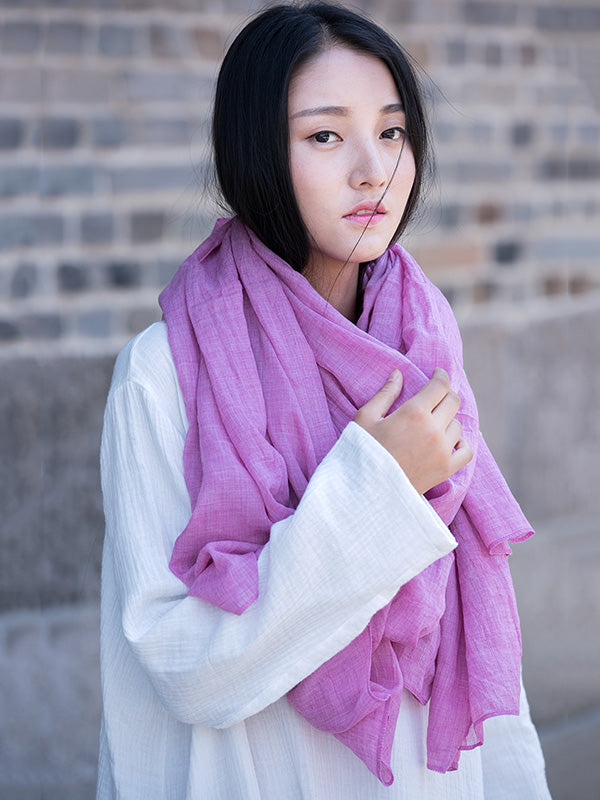 8 Colors Vintage Solid Color Ramie Cotton Shawl Scarf