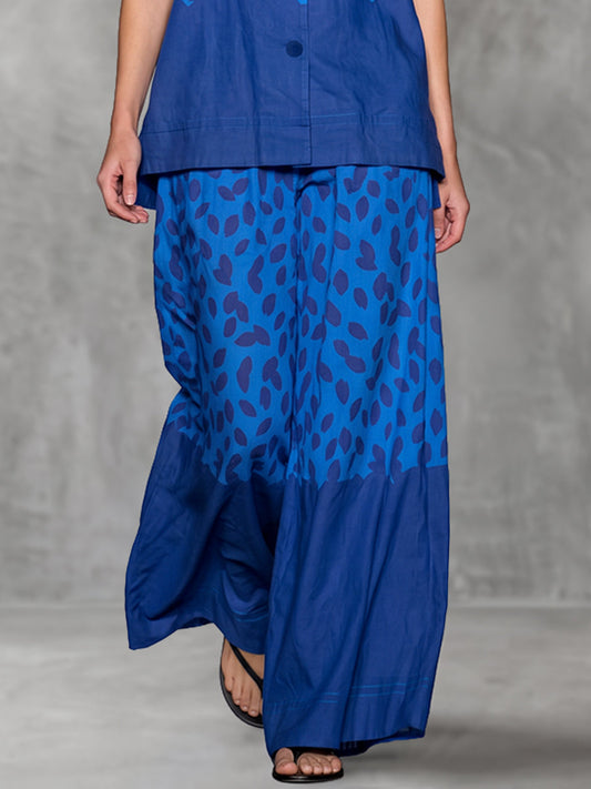 Printed Contrast Color Wide Leg Loose Trousers Pants