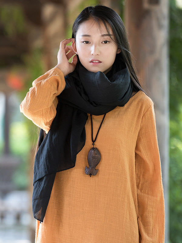 8 Colors Vintage Solid Color Ramie Cotton Shawl Scarf