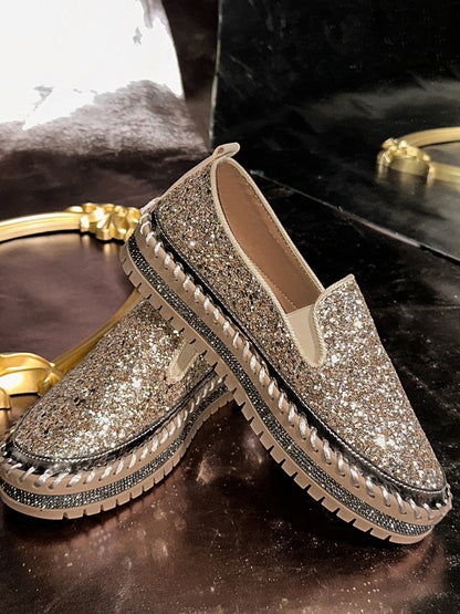 Sequined Round-Toe Shoes