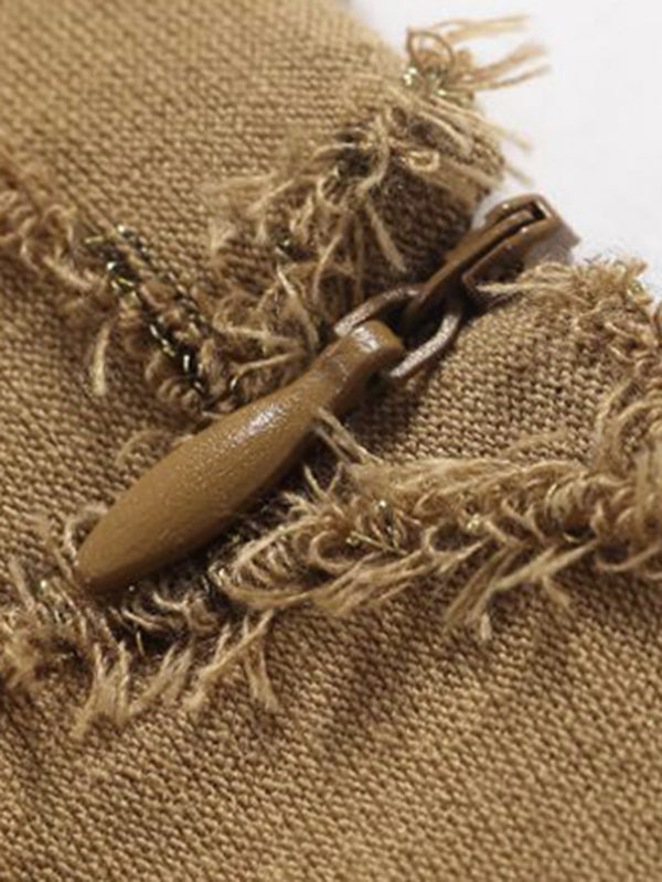 Bodycon Long Sleeves Checkered Solid Color Textured Zipper Half Turtleneck Maxi Dresses