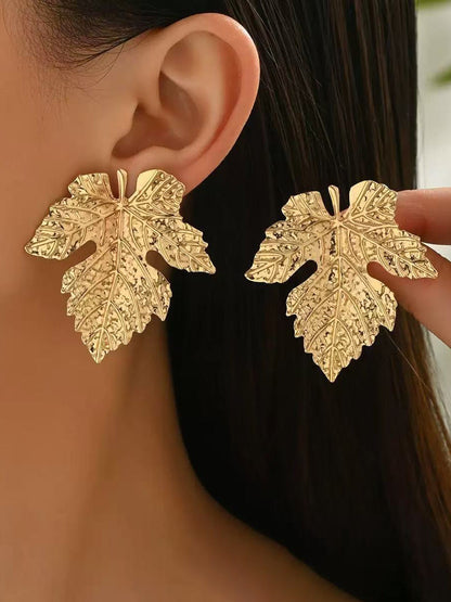 Solid Color Leaves Shape Earrings Accessories