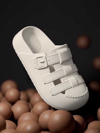 Hollow Round-Toe Split-Joint Platform Shoes Sandals