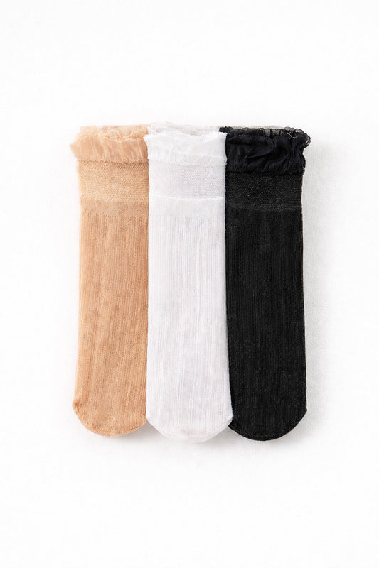 3-Pack Sheer Ruffle Tulle Sock