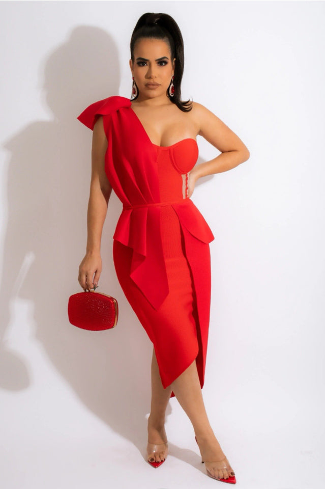 Camryn Bandage Dress Red